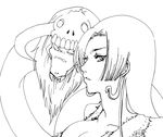  amazon_lily animal boa_hancock breasts cleavage earrings fangs female highres horns jewelry long_hair looking_at_viewer one_piece outline pet salome_(one_piece) shichibukai simple_background skull snake 