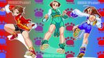  ass bike_shorts bloody_roar boro brown_eyes brown_hair forehead highres multiple_girls nonomura_uriko original 