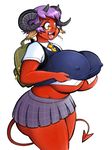  cleavage curvy glasses horns huge_ass huge_breasts nipples school_uniform succubus tail thick_thighs wide_hips woot 