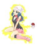  beanie blue_eyes blue_hair boots hat hikari_(pokemon) poke_ball pokeball pokemon skirt 