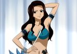  black_eyes bra breasts brown_hair cap cleavage fairy_tail kana_alberona long_hair tattoo 