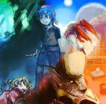  bandana bandanna blonde_hair blood blue_hair chrono_(series) chrono_cross harle kid_(chrono_cross) knife lynx serge tsukuyomi_(chrono_cross) 