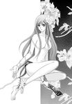  bare_feet barefoot bleach breasts inoue_orihime monochrome yakura_hinami 