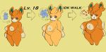  2022 anthro big_breasts breasts candy cheek_spots dessert egg eyelashes female food fur generation_9_pokemon genitals gloves_(marking) head_tuft hi_res inner_ear_fluff mammal markings navel neck_tuft nintendo nipples orange_body orange_fur overweight overweight_female pawmi pawmo pawmot plantedpot pokemon pokemon_(species) pussy rodent sciurid short_stack simple_background solo standing tan_nipples thick_thighs thought_bubble tuft video_games wide_hips yellow_background 