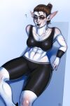  abs absurd_res bra clothing female hi_res humanoid long_ears mary_(disambiguation) pinup pose scar sketch solo sports_bra sportswear stronkfurry tattoo underwear 
