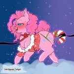  1:1 2022 blue_eyes blush clothing cold-blooded-twilight cutie_mark digital_media_(artwork) earth_pony english_text equid equine female feral friendship_is_magic fur hasbro hi_res horse mammal my_little_pony open_mouth outside penetration pinkie_pie_(mlp) pony side_view solo text tongue tongue_out 