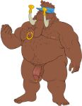  2022 anthro balls belly big_belly brown_body cartoon_network chowder_(series) elephant elephantid facial_piercing flaccid gazpacho_(chowder) genital_piercing genitals hi_res humanoid_genitalia humanoid_penis male mammal moobs nipples nose_piercing nose_ring overweight overweight_male penis penis_piercing piercing prince_albert_piercing proboscidean ring_piercing solo wkd 