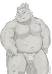  2022 anthro asian_clothing belly big_belly bulge canid canine canis clothing domestic_dog east_asian_clothing fundoshi humanoid_hands japanese_clothing kemono lifewonders male mammal moobs natsuhakoura navel nipples overweight overweight_male scar simple_background solo tokyo_afterschool_summoners underwear video_games yasuyori 