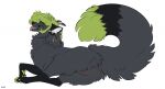  16:9 2022 black_body black_fur black_nose canid canine canis claws colored digital_drawing_(artwork) digital_media_(artwork) digital_painting_(artwork) eyebrows feathers female feral fluffy fluffy_tail fox fur green_body green_claws green_eyes green_fur green_hair green_pawpads grey_body grey_fur hair line_art looking_at_viewer mammal open_mouth pawpads paws raised_tail signature simple_background sketch solo taka_(artist) taka_fox teeth tongue tongue_out tuft white_background widescreen 