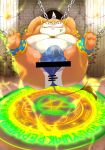  2022 anthro anus belly big_belly bound bulge butt censored clothing detailed_background final_fantasy final_fantasy_tactics hi_res inui_j_isohata kemono magic male moobs overweight overweight_male seeq solo square_enix underwear video_games 