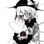  1girl bleeding blood blood_from_eyes bow buttons closed_mouth collared_shirt flat_chest frilled_shirt_collar frilled_sleeves frills hat hat_bow highres komeiji_koishi kubotant long_sleeves medium_hair shirt simple_background solo spot_color third_eye touhou white_background 