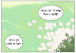  aman_(weibo) bovid caprine colored comic dialogue feral field flock group mammal plant sheep tree walking 