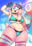  amy_rose anthro big_breasts bikini breasts clothing eulipotyphlan female gofa hedgehog hi_res mammal sega solo sonic_the_hedgehog_(series) surfboard swimwear 