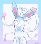  2022 ambiguous_gender artist_name big_ears black_eyelashes black_nose blue_background blue_body blue_bow blue_ears blue_face blue_fur blue_ribbon blush canid cel_shading colored digital_drawing_(artwork) digital_media_(artwork) digitigrade ear_tuft eeveelution eyelashes eyes_closed feral feral_focus fluffy fluffy_ears front_view fur fur_markings fur_tuft generation_6_pokemon gradient_background half-length_portrait happy hexuru hi_res light lighting long_ears mammal markings multicolored_body multicolored_bow multicolored_ears multicolored_face multicolored_fur multicolored_ribbon nintendo nude pink_body pink_ears pink_fur pink_markings pink_ribbon pokemon pokemon_(species) portrait pupils quadruped shaded shadow shiny_pokemon signature simple_background sitting slim smile solo solo_focus sylveon text tuft two_tone_bow two_tone_ears two_tone_face two_tone_ribbon video_games white_background white_body white_bow white_face white_fur white_pupils white_ribbon 