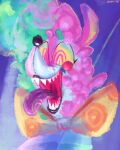  anthro bow_tie camelid clown crazy_eyes dale_dale_dale_no_pierdas_el_tino female hi_res insane llama mammal pastel_colors sharp_teeth smashmat smile solo teeth 