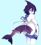  animal_humanoid blue_eyes blush butt clothing deep_sea_prisoner dorsal_fin embarrassed fin fish fish_humanoid funamusea girly humanoid looking_back male marine marine_humanoid meme meme_clothing rear_view samekichi scar shark_humanoid sharp_teeth simple_background solo sweater teeth the-tinyflamedemon topwear virgin_killer_sweater wadanohara_and_the_great_blue_sea white_body white_skin 