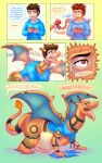  &lt;3 &lt;3_eyes absurd_res bodily_fluids charizard claws clothed clothing colored comic cum dialogue ejaculating_cum ejaculation english_text feral generation_1_pokemon genital_fluids genitals gradient_background growth hi_res horn horn_growth human looking_pleasured male mammal membrane_(anatomy) membranous_wings nintendo open_mouth penis pokemon pokemon_(species) simple_background solo species_transformation speech_bubble sweat tail_growth text tf4me tongue tongue_out torn_clothing transformation transformation_sequence video_games wing_growth wings 