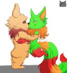  anthro balls big_tail butt duo embrace eye_contact fan_character fennephilim_fox flat_colors frottage fur genitals hi_res holding_partner hug laurence_sevastoff_laurent league_of_legends lifted looking_at_another love male male/male multicolored_body multicolored_fur nose_to_nose penis riot_games scarf sex side_view simple_background smile tan_body tan_fur teemo_(lol) video_games yordle 