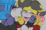  ahegao amber_(spicyocean) anthro black_lips blush bodily_fluids bovid caprine clothed clothing drooling drooling_on_partner duo face_grab female fish goat goth hand_holding hi_res horn lips long_tongue looking_pleasured male male/female mammal marine markings mindfuck nose_bubble piercing ring saliva shark spicyocean tears tears_of_pleasure tongue tongue_out tongue_piercing tongue_wrap 