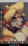  absurd_res anthro bedroom_eyes canid canine fox hi_res iaian_luxo_fox male mammal muscular muscular_male narrowed_eyes one_eye_closed seductive shaded solo wink 