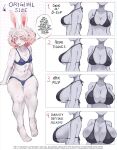  anthro big_breasts bikini breasts cleavage clothed clothing dialogue english_text female hair hi_res huge_breasts ima_(imabunbun) imabunbun lagomorph leporid mammal pink_hair rabbit small_breasts solo swimwear text 