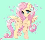  absurd_res cutie_mark equid equine feathered_wings feathers female feral fluttershy_(mlp) friendship_is_magic fur hair hasbro hi_res long_hair looking_at_viewer mammal my_little_pony nin10ja pegasus pink_hair signature simple_background smile wings 