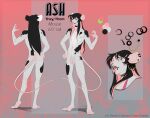  5_fingers absurd_res anthro ash_(pamdaprincess) balls biped black_hair butt claws ear_piercing english_text fingers foreskin genitals girly hair hi_res humanoid_genitalia humanoid_penis long_hair male mammal model_sheet mouse murid murine nonbinary_(lore) nude penis peritian piercing rodent solo text tongue tongue_out tongue_piercing vein veiny_penis 