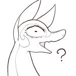  1:1 ambiguous_gender azre confusion constricted_pupils eyelashes feral generation_5_pokemon monochrome nintendo open_mouth pokemon pokemon_(species) pupils question_mark serperior side_view small_pupils snout solo video_games 