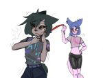  4:3 anthro bodily_fluids clothed clothing collar collar_pull crying dark_sclera digital_media_(artwork) duo fan_character hair hi_res male male/male mammal shaded simple_background simple_shading smile tears young 