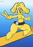  animate_inanimate anthro belt breasts coin female fours_(artist) generation_9_pokemon genitals gholdengo gold_(metal) happy hi_res nintendo nude pokemon pokemon_(species) pussy simple_background solo solo_focus surfboard video_games 