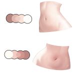  1girl color_guide cropped_torso highres mikoscrub multiple_views navel navel_focus original simple_background stomach torso white_background 