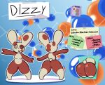  2022 anthro big_butt breasts butt detailed_background digital_drawing_(artwork) digital_media_(artwork) dizzy dizzy_(trebletheclefairy) english_text female fur generation_3_pokemon genitals hi_res looking_at_viewer model_sheet molecule nintendo nipples nude open_mouth pokemon pokemon_(species) post-it_note pussy rabblet red_body red_fur short_stack small_breasts solo spinda spiral_eyes spots spotted_body spotted_fur standing star tan_body tan_fur text thick_thighs video_games wide_hips wobbling 
