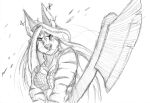  anthro armor axe barbarian chainmail female gnoll hyaenid looking_at_viewer mammal melee_weapon piercing sans_(sanssouci) solo tribal umpherio weapon 