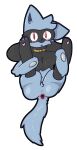  alpha_channel ambiguous_gender anus blush breasts butt collar gaping gaping_anus generation_4_pokemon hi_res legs_lifted lying nintendo on_back paradoxide pokemon pokemon_(species) presenting presenting_hindquarters riolu small_breasts solo spread_legs spreading tongue tongue_out video_games 
