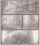  afterglow comic dinosaur dromaeosaurid egg eyes_closed female feral forest hi_res monochrome nest plant reptile scalie solo theropod tree zoba_(artist) 