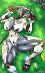  absurd_res anthro anus armor blackarabi breasts eve-4-epsilon-621 fangs female flower genitals grass hi_res lights looking_at_viewer lying machine on_back outside plant pussy robot sabertooth_(anatomy) sawtooth_(horizion) solo spread_legs spreading 