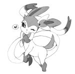  &lt;3 ambiguous_gender eeveelution eyelashes feral generation_6_pokemon hi_res looking_back nintendo one_eye_closed pikative pokemon pokemon_(species) raised_tail simple_background solo sylveon video_games 