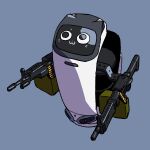  :3 black_eyes blue_background carrefour dual_wielding gun holding holding_weapon kerfus m249 machine_gun monitor no_humans onsen_tamago_(hs_egg) original robot shadow sketch solo weapon 