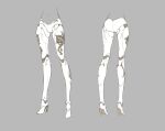  1girl android ass commentary doll_joints grey_background high_heels hito_kaiki joints legs multiple_views navel neco reference_sheet robot_joints simple_background sketch 