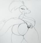  absurd_res anthro big_breasts big_butt breasts butt female feralewd fine_line hi_res nintendo pokemon rear_view reptile scalie sketch solo thick_thighs video_games wide_hips 