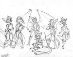  anthro bottomwear breasts canid canine clothing david_lillie dreamkeepers female fur group looking_away male male/female mammal pants simple_background smile 