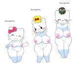  age_difference anthro areola big_areola big_breasts blush bow_tie breasts clothing domestic_cat eyes_closed felid feline felis female front_view fur genitals group hand_behind_back hand_on_breast hat headgear headwear hello_kitty_(character) hello_kitty_(series) looking_at_viewer mammal margaret_white mary_white mature_female navel nipples nude older_female open_mouth pussy sanrio savagensfw simple_background smile thick_thighs trio white_body white_fur 