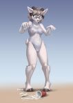  2022 anthro bovid breasts caprine clothing eyewear female foxovh fur glasses grey_hair hair hi_res hooves horn mammal nipples soda_cup solo translucent translucent_clothing water wet white_body white_fur yellow_eyes 