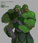  2_heads barazoku bottomwear clothing green_body green_skin hi_res himbo humanoid loincloth male multi_head muscular orc orcus_challenge rickleone 