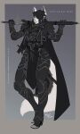  absurd_res anthro armor black_hair canid canine canis clothing dagger dark_theme footwear fur goth gwendolyn_mai gynomorph hair hi_res high_heels intersex knight looking_at_viewer mammal melee_weapon paladin sword warrior weapon white_body white_fur wmdiscovery93 wolf 