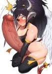  absurd_res big_penis black_hair blush erection feathered_wings feathers genitals girly glans hair hi_res horn horned_humanoid huge_penis humanoid humanoid_genitalia humanoid_penis hyper hyper_genitalia hyper_penis in_30000 not_furry penis spade_tail vein veiny_penis winged_humanoid wings 