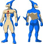  5_fingers 5_toes absurd_res alien anthro barefoot butt cetacean delphinoid duel_monster feet fingers hi_res male mammal marine model_sheet muscular muscular_male neo-spacian_aqua_dolphin nude solo sparksstars toes toothed_whale yu-gi-oh! 