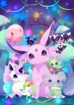  1other 6+others absurdres alternate_color animal animal_ear_fluff animal_focus bangs blue_eyes blue_hair blush bow bright_pupils celebi closed_mouth colored_skin cosmog double_bun dress duosion espeon espurr flat_chest forehead_jewel forest forked_tail full_body galarian_ponyta gem gothorita green_hair green_skin hair_bun hair_over_one_eye hat highres horns horse kirlia leaf looking_at_another looking_at_viewer looking_to_the_side lunatone medium_hair mew multicolored_hair multicolored_skin multiple_others munna mushroom nature no_humans open_mouth outdoors plant pokemon pokemon_(creature) pokemon_(game) ponyta purple_eyes purple_hair red_eyes red_gemstone shiny short_hair sidelocks single_horn sitting smile solid_oval_eyes standing star_(symbol) tail tree two-tone_hair two-tone_skin two_side_up ushiina white_bow white_skin yellow_eyes 