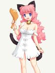  animal_ears breasts cleavage fang food highres miyama_amehiko miyama_kannon smile tail 