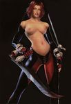  blood_rayne bloodrayne bloodrayne_(videogame) breasts gothic green_eyes red_hair sword 